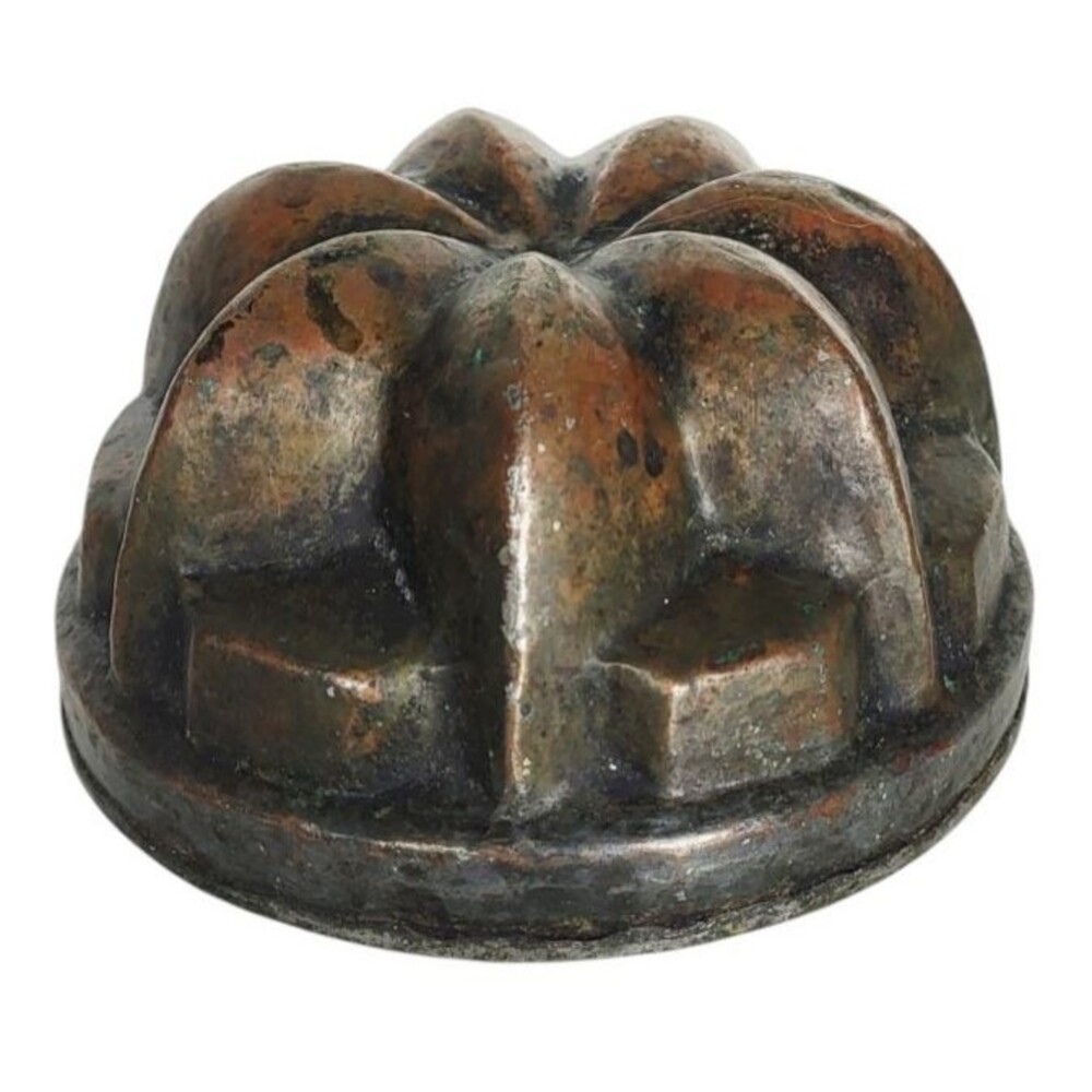 Antique Victorian Lined Copper Pudding Jelly Bundt Cake Mold Hammered Mould